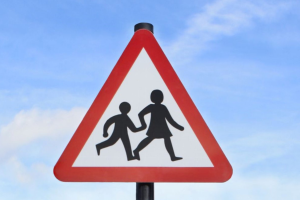 Road sign for children crossing