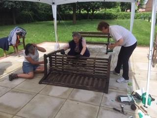 Bench being painted