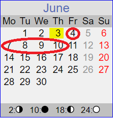 Calender with 5 working days highlighted