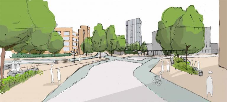 Sketch of Dingwall Road proposals