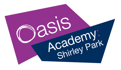The Oasis Academy Shirley Park logo in purple and dark blue