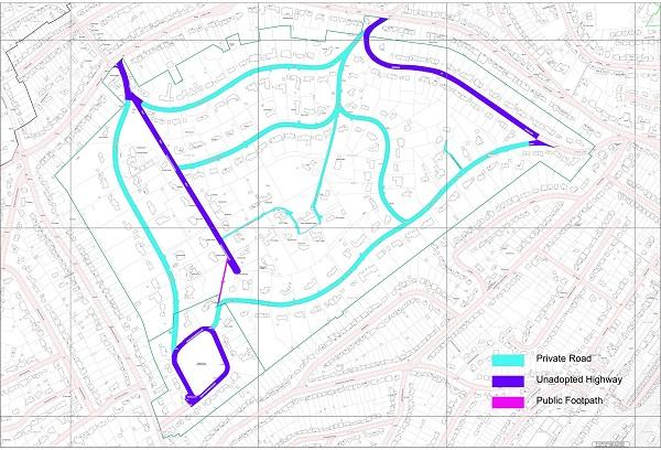 Image of a map showing highways status in in the Webb Estate