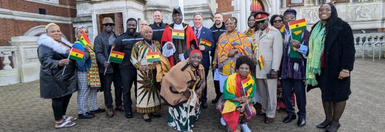Mayor Perry with residents on Ghana Independence Day