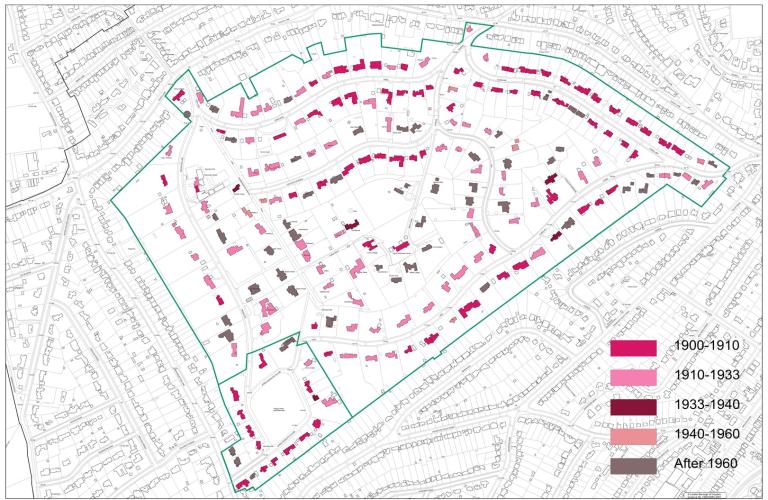 map showing approximate age of buildings