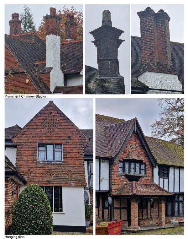 Images of chimney stacks and hanging tile designs