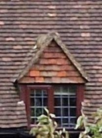 A gabled dormer window