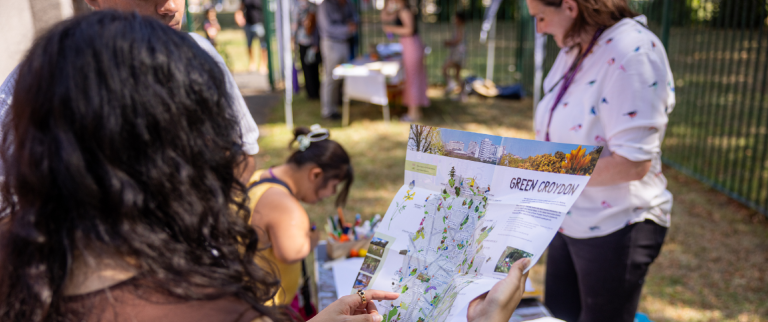Young woman looking at a map