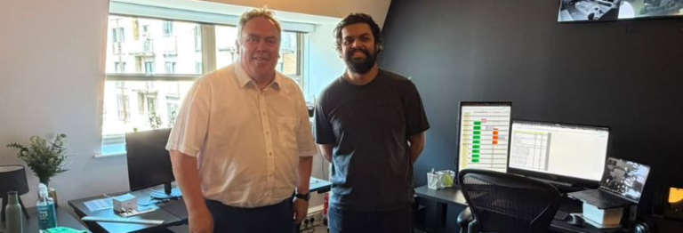 Mayor Perry stands next to Disauthority Managing Director Marcus Hundnes