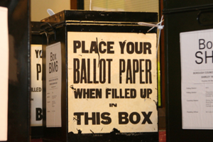 Photo of an election ballot box