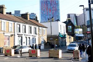 photo of road planters in Derby Road
