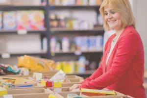 image of a woman at a food bank