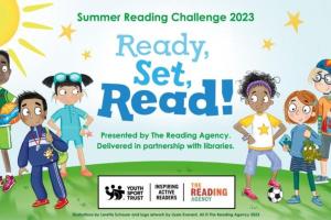 Sporty cartoon characters from the Summer Reading Challenge 2023 - Ready, Set, Read