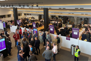 Overhead pic of the local elections count at Fairfield Halls