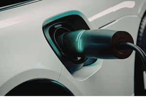 An EV charger plugged into a car