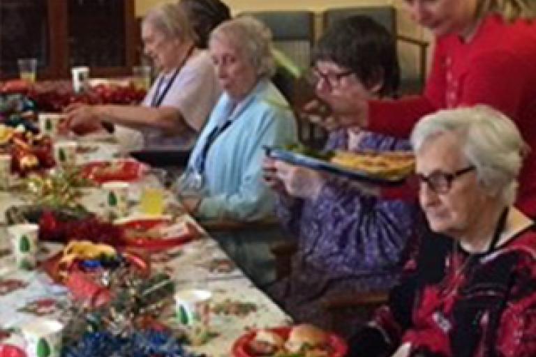 Group having xmas lunch