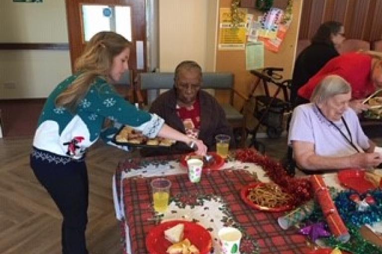 Group having xmas lunch