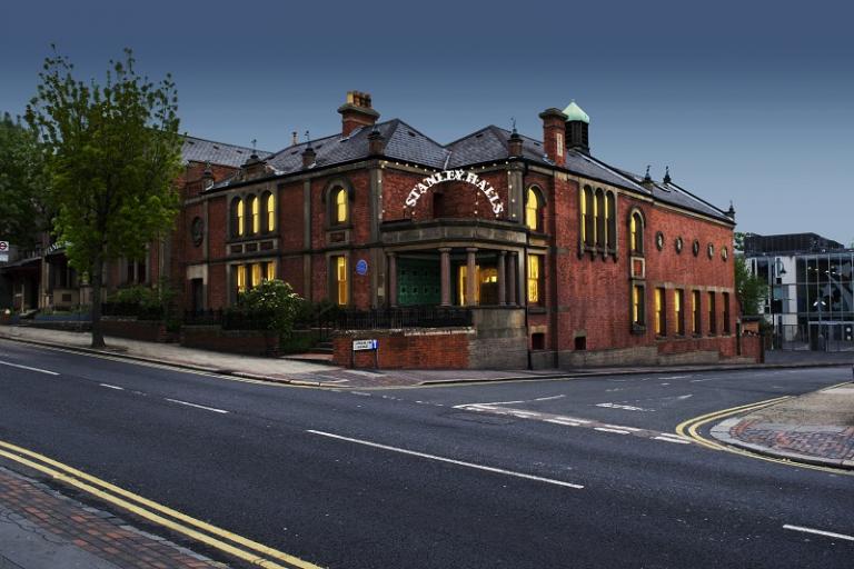 Photograph of Stanley Halls at nightime